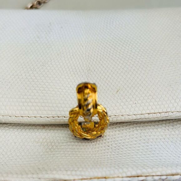 Beautiful Gucci white lizard gold closures chain strap, 80's - Picture 10 of 16
